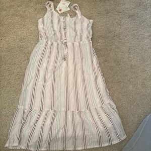 T.J.Maxx Cream and Tan Ruffled Tiered Sundress
